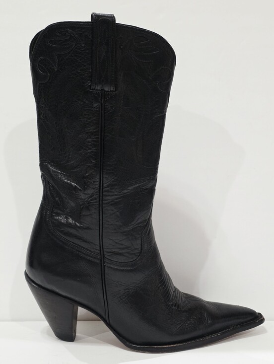 Charlie 1 Horse Shoes - Charlie 1 Horse I4566 Lucchese Black Leather Boot Western Snip-Toe Calf 6 B Used